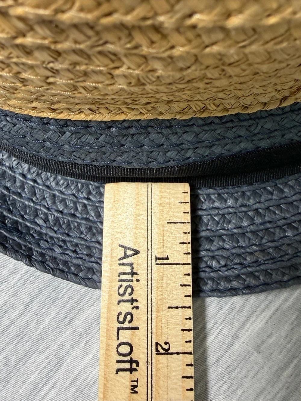 Original Penguin Two-Tone Natural Navy Straw Fedora Porkpie Summer Hat L/XL